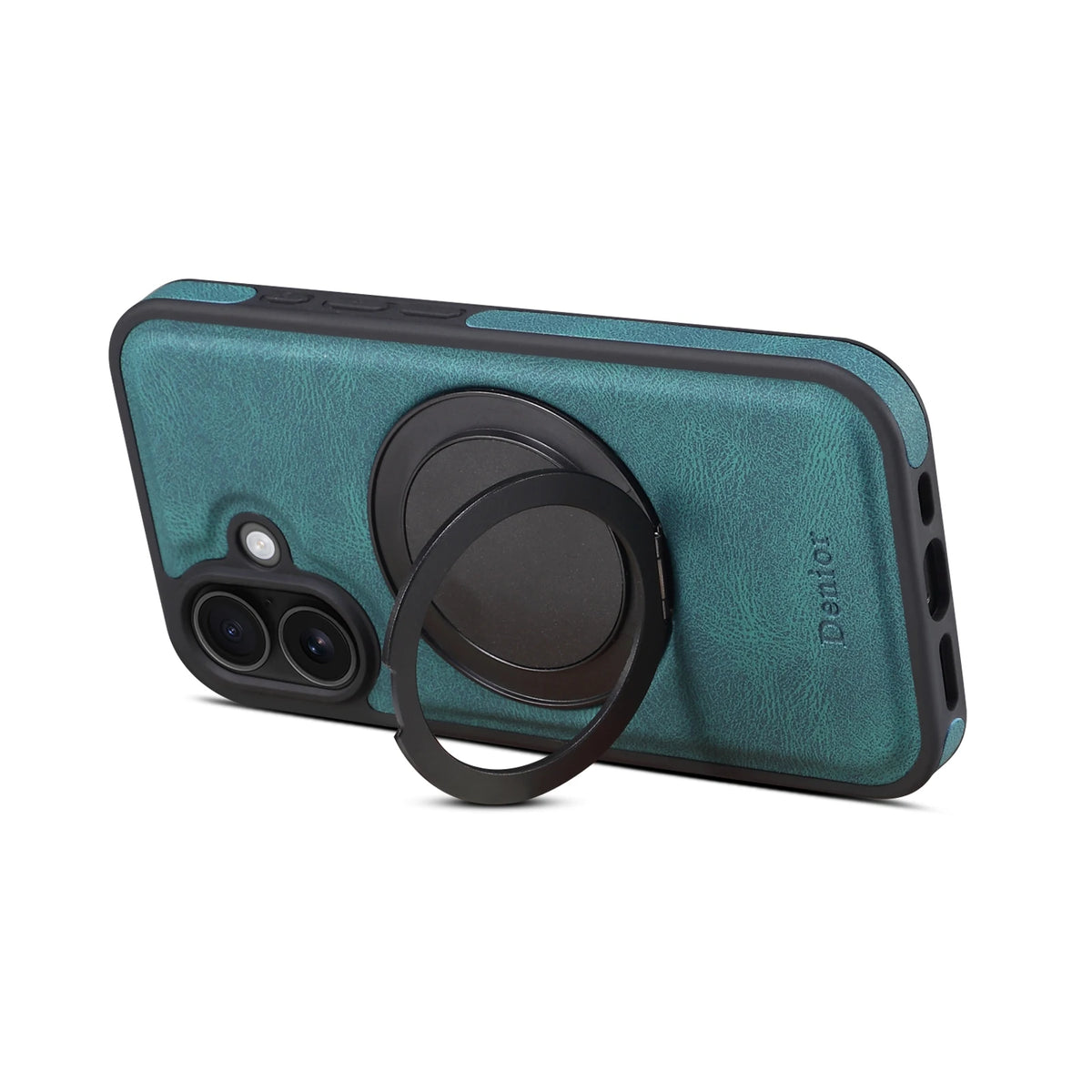 iPhone Faux Leather Case with 360° Ring Stand