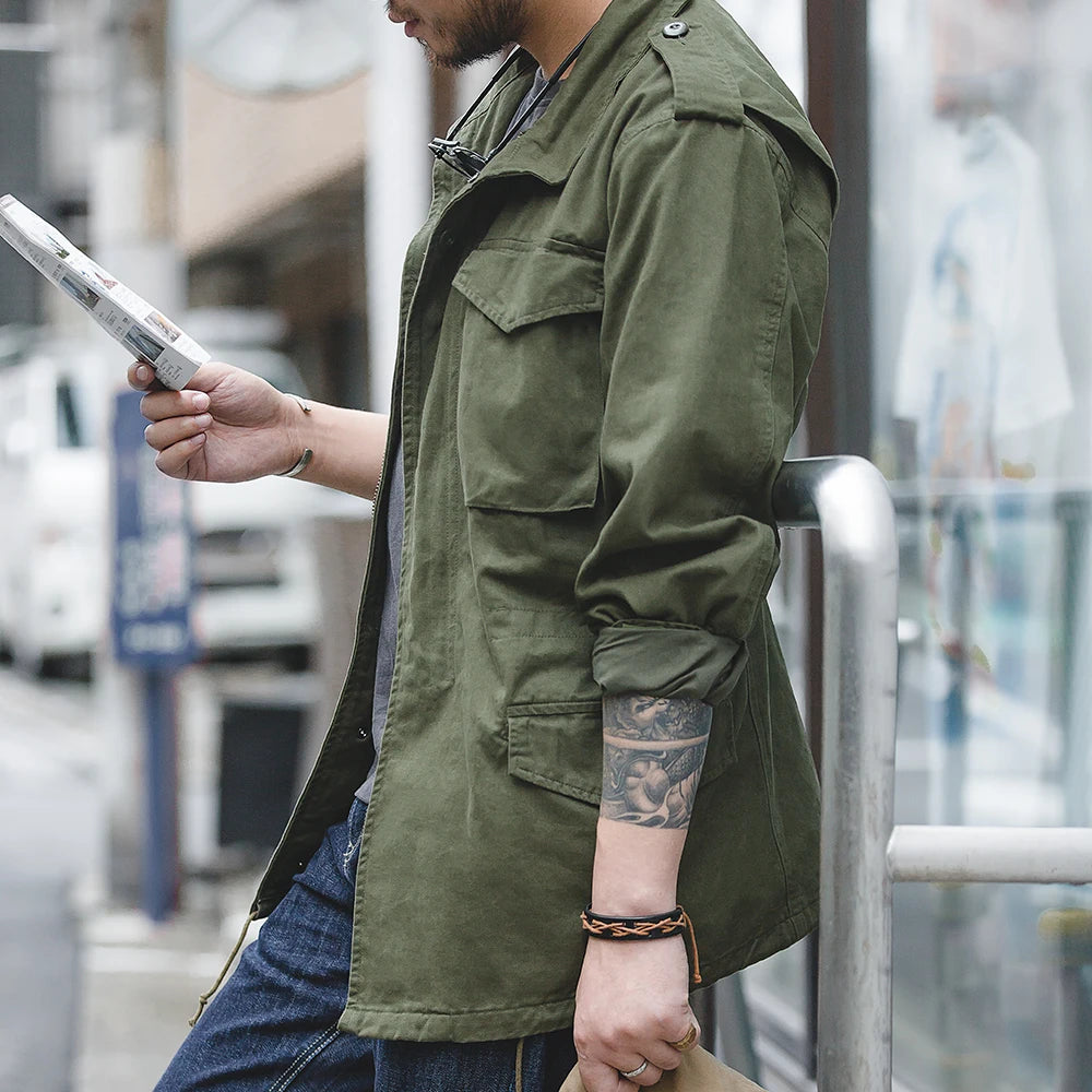 Maden Retro M65 Field Jacket – Men's Green Cotton Windbreaker