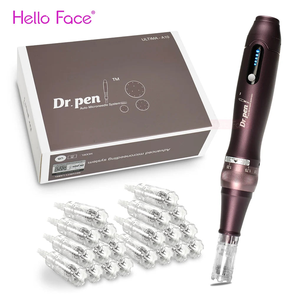 Dr pen Ultima A10 With 12 pcs Cartridge Wireless Derma Pen Skin Care Kit Microneedle Beauty Machine Needle Length 0.25 mm
