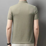Men's Textured Knit Polo – Breathable Business Casual