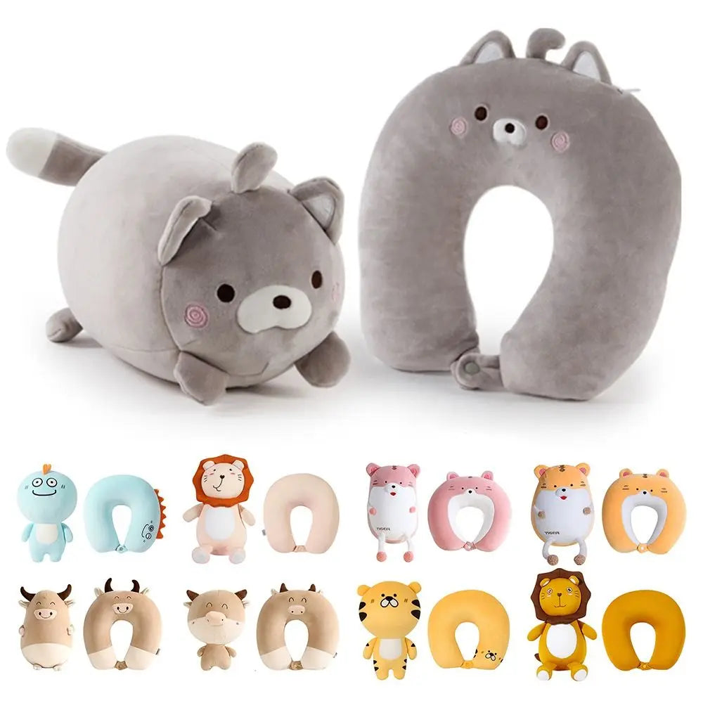 2-in-1 Cartoon Animal Travel Neck Pillow | U-Shape