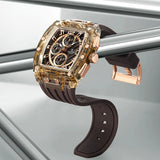 Men's Sport Chronograph – Waterproof Silicone Strap Tonneau Watch