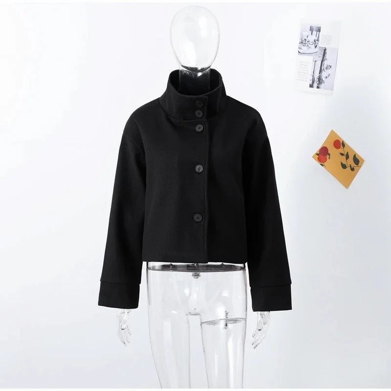 Urban Stand-Collar Woolen Coat