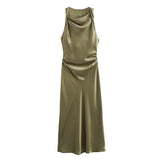 Elegant Satin Summer Slip Dress | Chic Evening Midi for Women