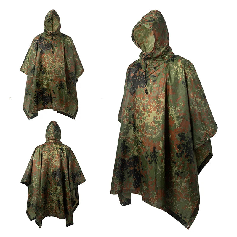 Waterproof Camo Rain Poncho – Unisex Outdoor Gear