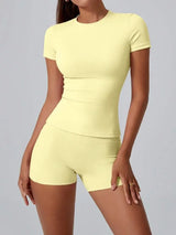 Women's Sculpting Sports Short Sleeve & High-Waist Shorts Set