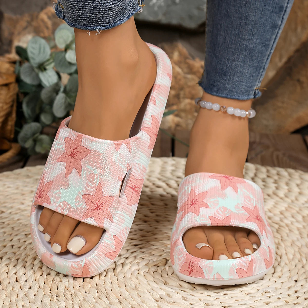 Leopard Print Cloud Slides – Soft Thick-Sole Summer Beach Sandals
