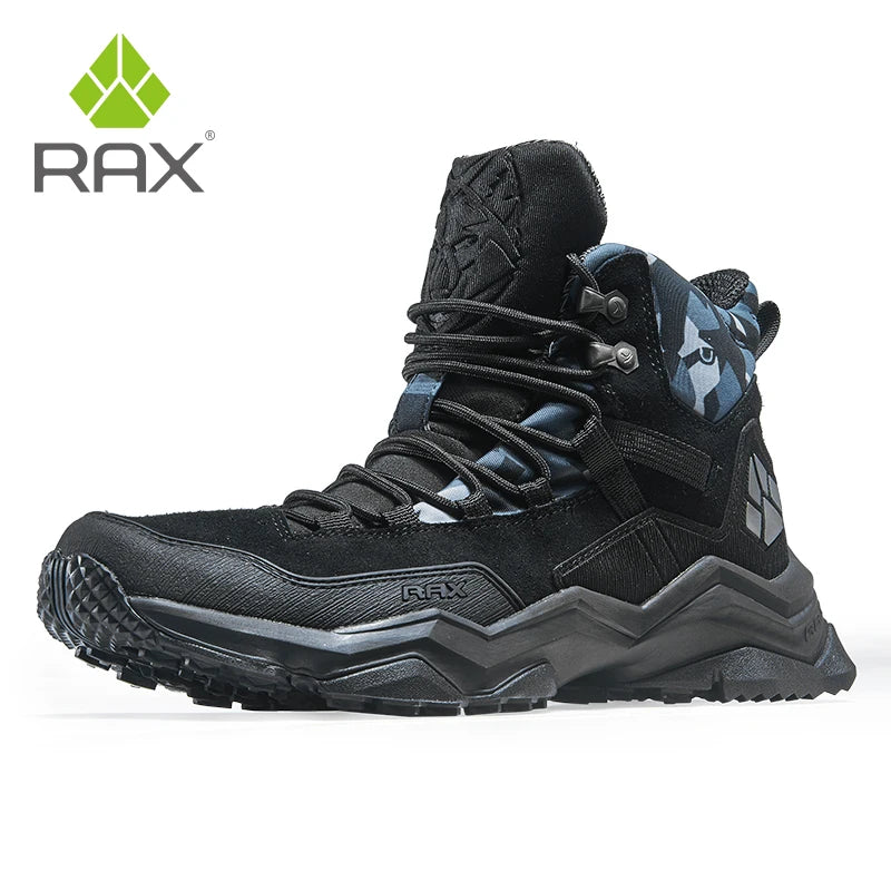 RAX Waterproof Hiking Shoes Men Winter Outdoor Sneakers for Men Snow Boots Plush Mountain Snowboots Outdoor Tourism Jogging Shoe