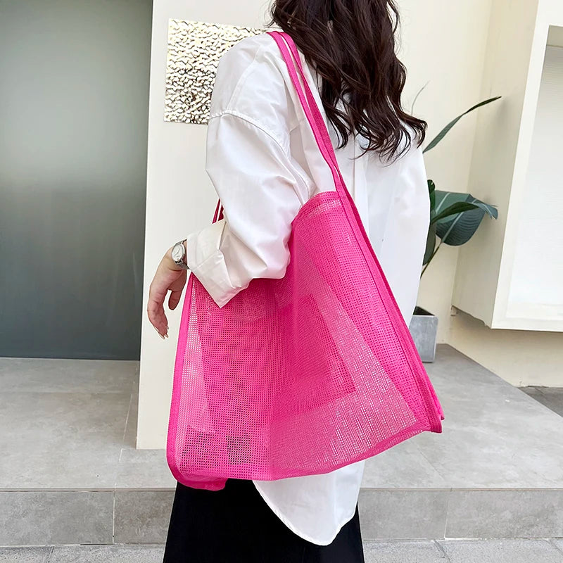 Women's Mesh Tote Bag for Beach & Shopping