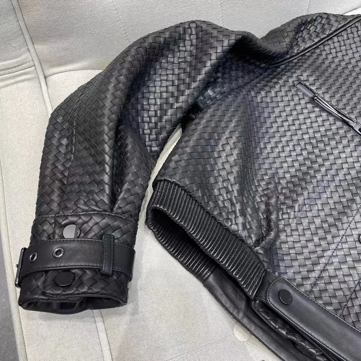 Natural Sheepskin Coat Women Autumn European and American Fashion Short Motorcycle Casual High Quality Hand-Woven Leather Jacket