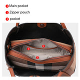 Aidrani  New retro checkered women's handbag, large capacity luxury bag, canvas genuine leather bag