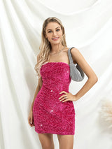 Elegant Off-Shoulder Sequin Cocktail Dress