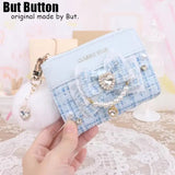Kawaii Sweet Japanese Lolita Bow Wallet JK Harajuku Y2K Lace Rhinestone Short Wallet Mini Purse Card Holder Women Girls Gift