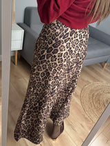 Leopard Print Suede Maxi Skirt – Women's Autumn Winter