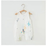 Summer Baby Girls Romper Cartoon Bear Newborn Jumpsuits Infant Sleeveless Muslin Clothing for Boys Printed Outfits