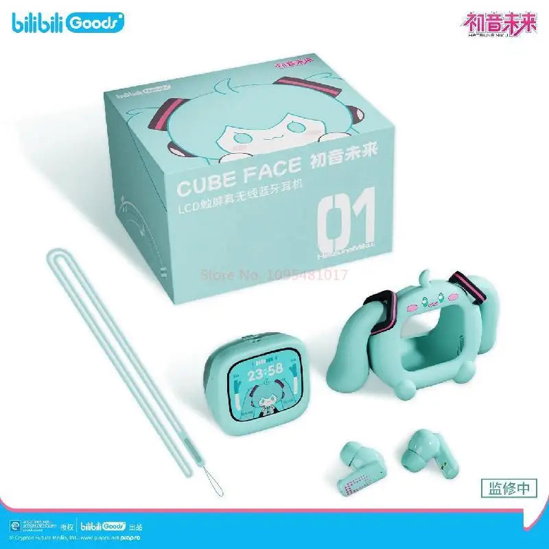 Bilibili Hatsune Miku CUBE FACE LCD Touch Screen TWS Earphones Gift Box Interactive Display Bluetooth Birthday Gift