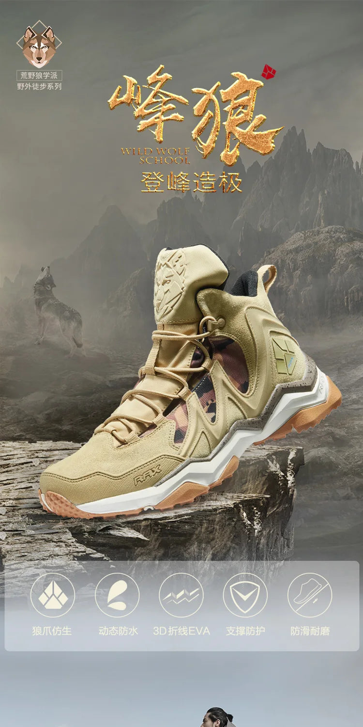 RAX Waterproof Hiking Shoes Men Winter Outdoor Sneakers for Men Snow Boots Plush Mountain Snowboots Outdoor Tourism Jogging Shoe