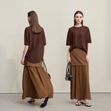 Amii Women's Skirt 2026 Autumn New Elegant Patchwork Chiffon Long Skirt Solid Color Straight Versatile Woman Clothes 12641047