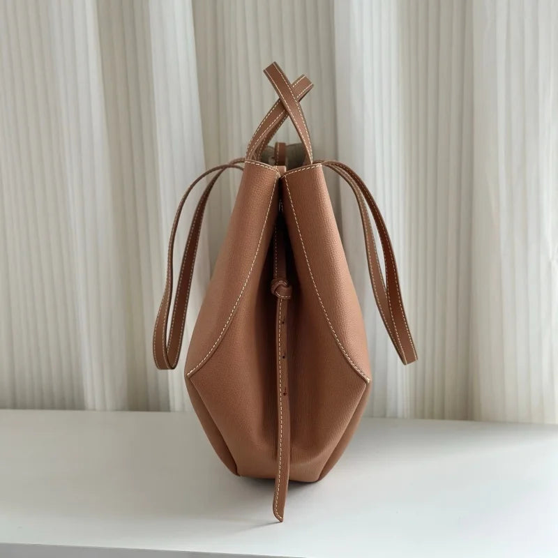 Lychee-Grain Cowhide Tote | Luxury Leather Handbag