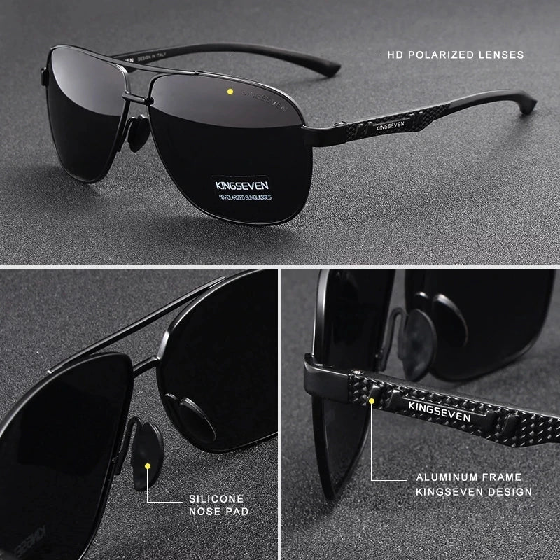KINGSEVEN Brand Classic Male Sunglasses Men Fashion Polarized UV400 Retro Glasses Outdoor Driving Causal High Quality Eyewear