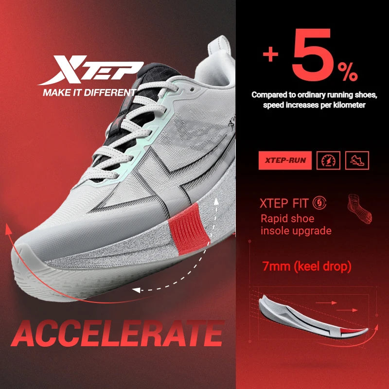 Xtep 2000km 5.0 Running Shoes Soft Universal Sneakers Cushion Durable Jogging Wear-Resistant Lightweight Shoes 874119110023