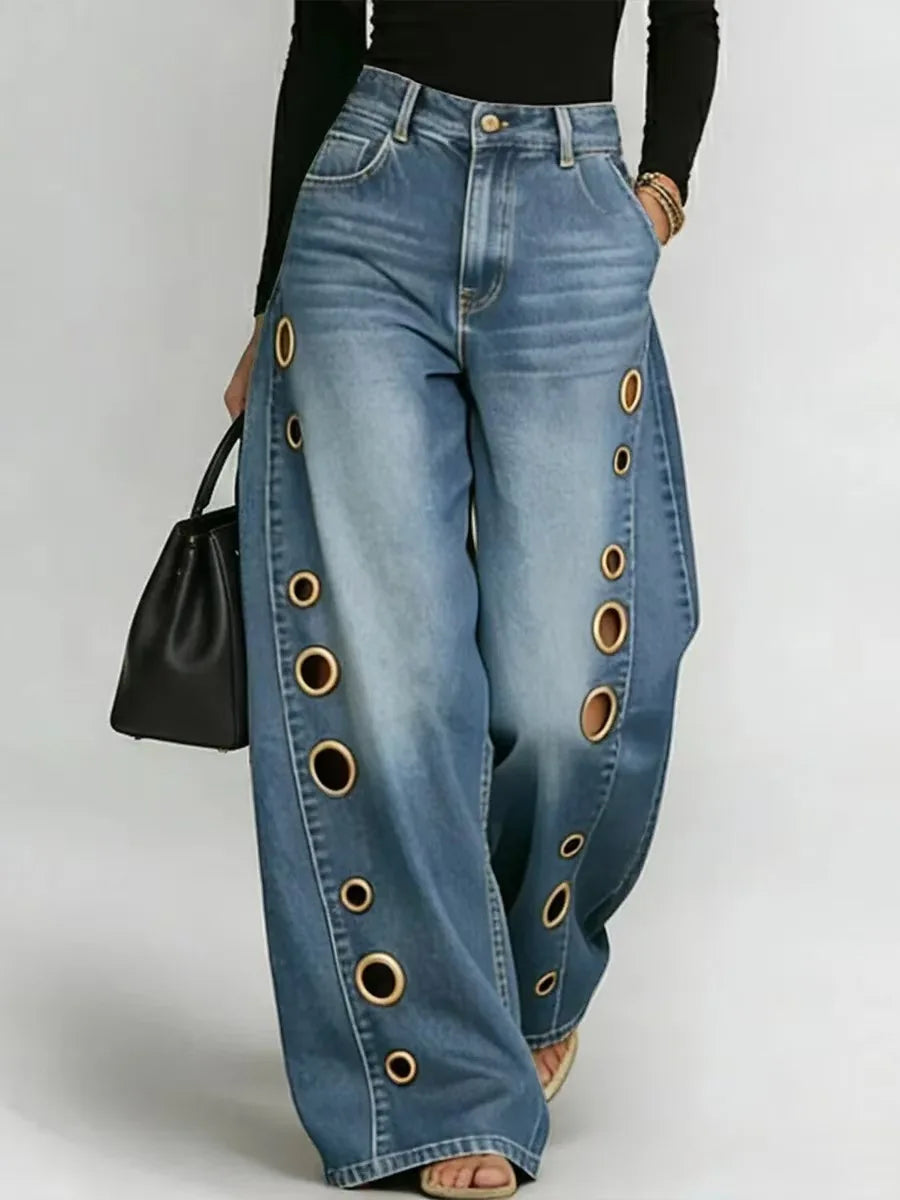 Women's High Waist Straight Leg Baggy Denim Jeans