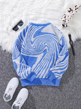 Men’s Contrast Maze Jacquard Crewneck Sweater