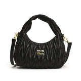 Fashion Pleated Cloud Shoulder Bags for Women Removable Shoulder Strap Crossbody Bag PU Handbags Ladies Shopping Small Bag Purse