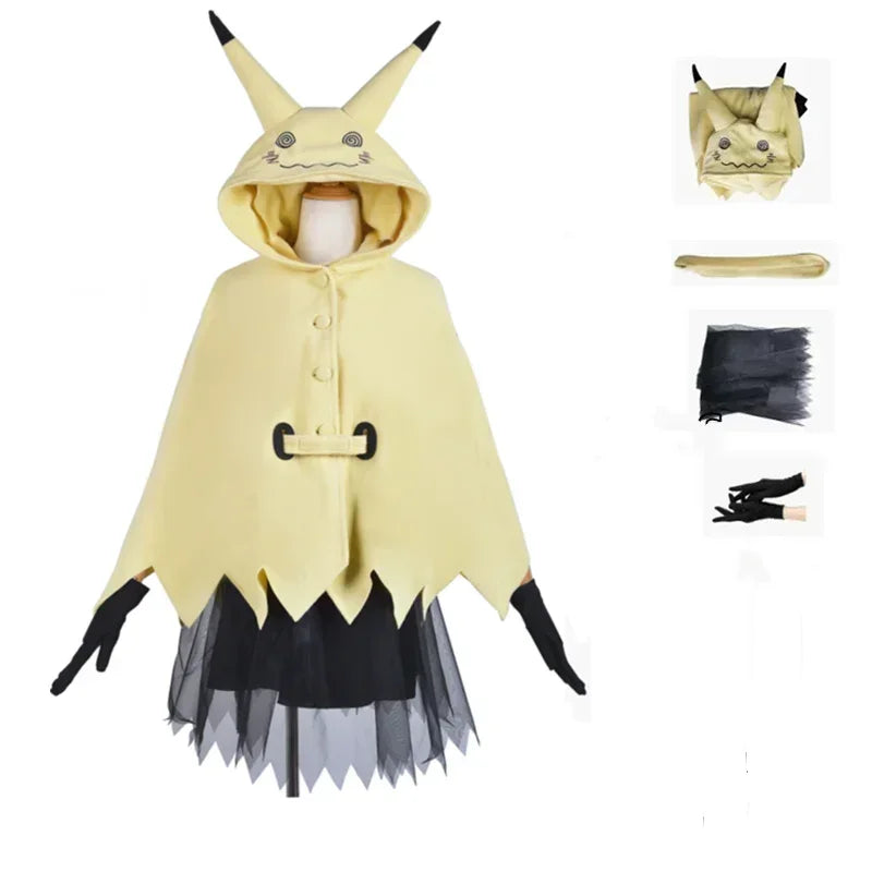 Pokemon Mimikyu Cosplay Costume Anime Cartoon Cute Women Kigurumi Cloak Dress Halloween Outfit Cloak for Adult