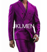 Shiny Double-Breasted Men's Suit Set – Jacket & Pants