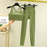 TRY TO BN 2 Piece Yoga Set Women's Tracksuit Sports Bra High Waist Leggings Tummy Control Squat Proof Workout Outfit Gym Clothes