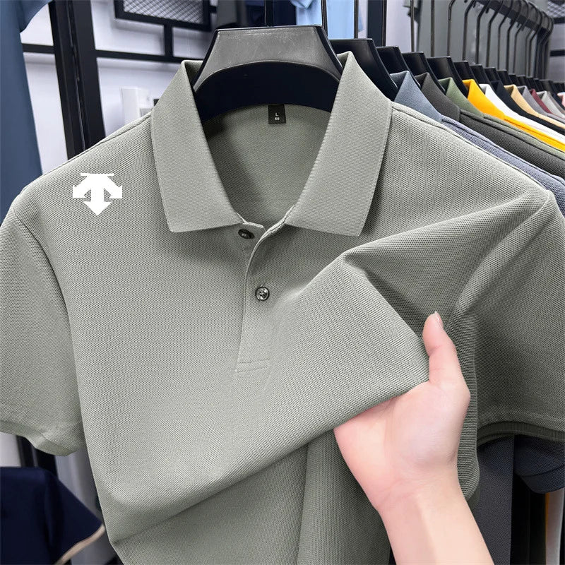 Men's Luxury Cotton Polo | Geometric Print Summer Shirt