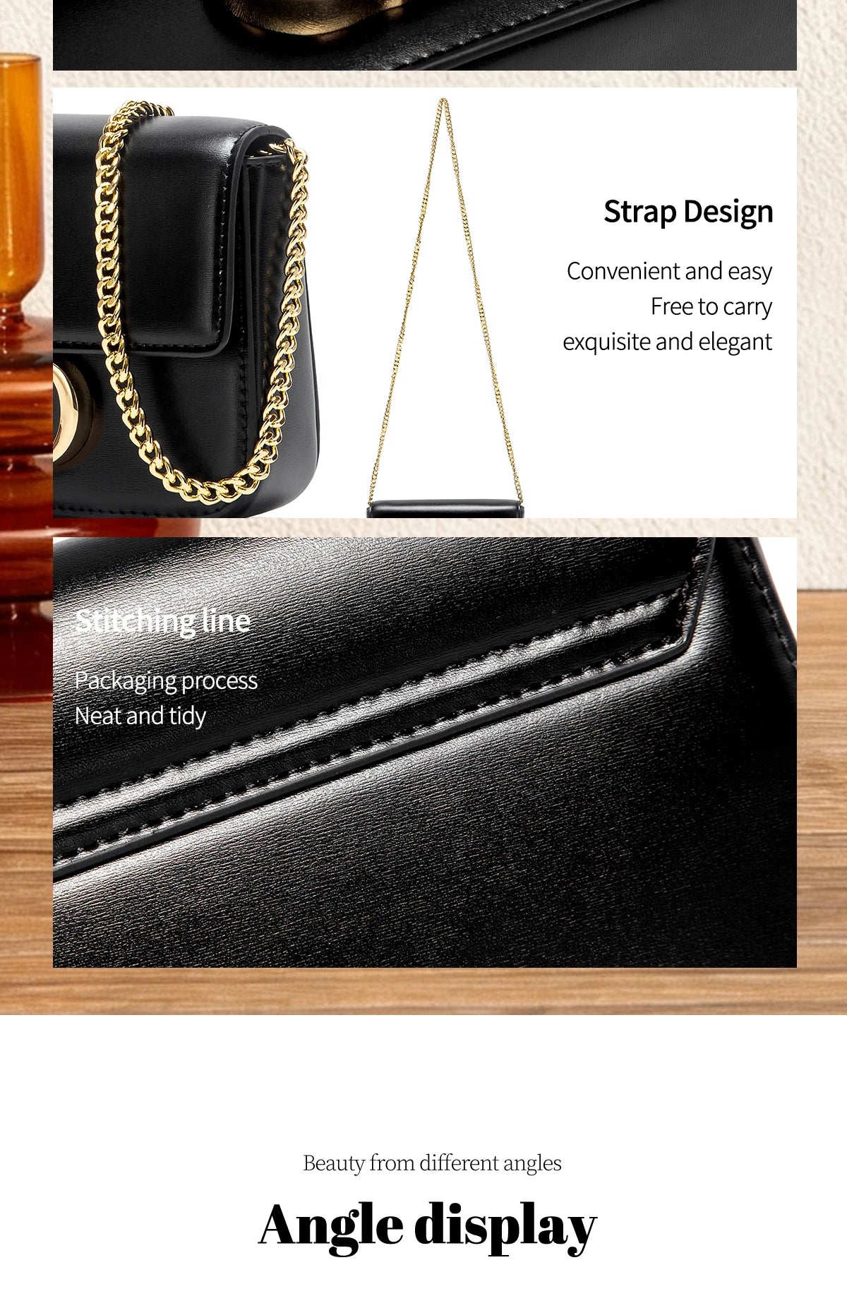 CHCH Women's Chain Bag Summer New Black Shoulder Bag Women's Flip Phone Bag
