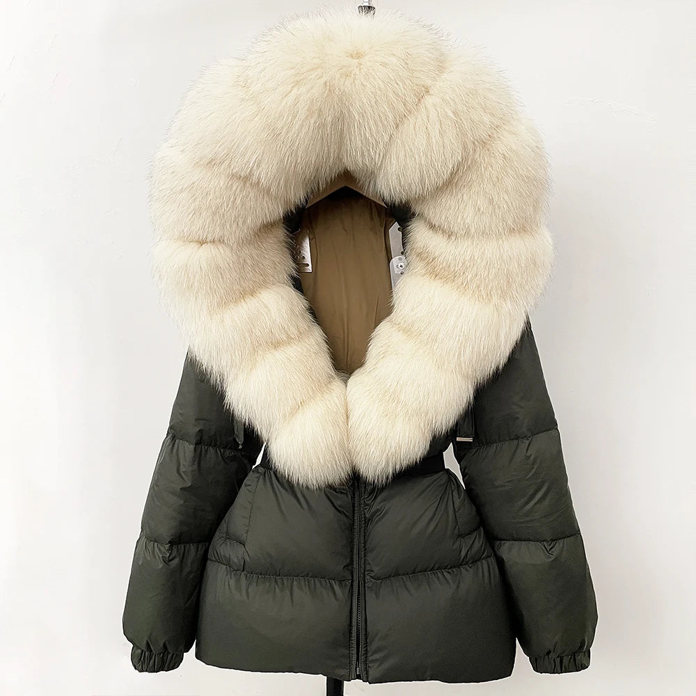 Real Fox Fur Hooded Duck Down Puffer