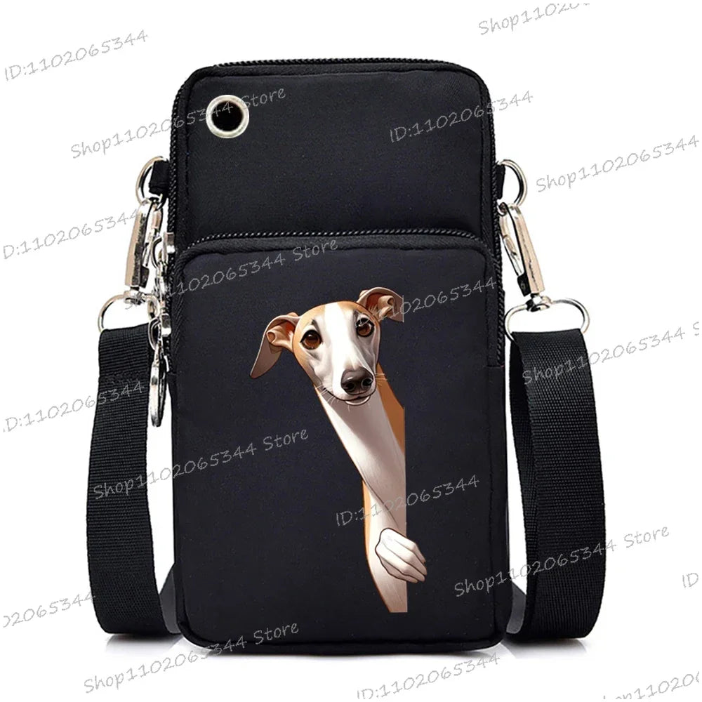 New Mobile Phone Bag Funny Anime Dog Print Shoulder Messenger Bag Women Men Coin Purse Handbag Animal Lover Small Crossbody Bag