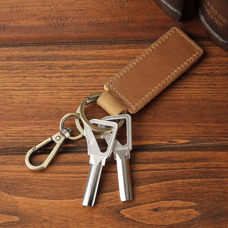 Free Customized Fashion Women Genuine Leather Keychain Vintage Creative Pendant Handmade Small Gift DIY Present Car Key Chain