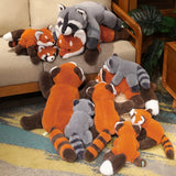 New Stuffed Anime Figure Doll Turned Red Panda Plushie Doll Fluffy Hair Red Raccoon Animals Hug Throw Pillow