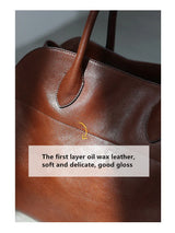 Women's Vegetable-Tanned Cowhide Leather Tote Bag