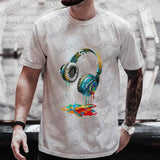 Men’s Hip Hop Melting Headset Graphic Oversized Tee
