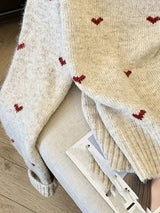 Women's Heart Print Round Neck Sweater