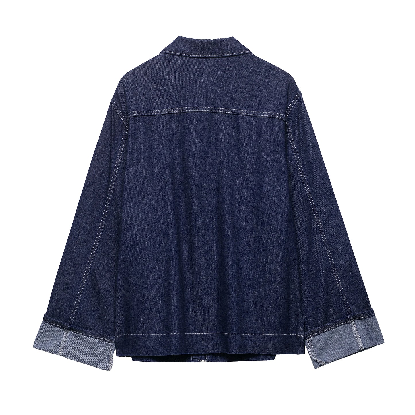Chic Blue Denim Jacket – USA-Made Casual Lapel Outerwear with Pockets