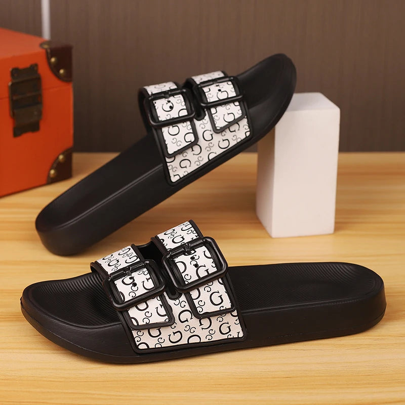 Shoes Men Sandals Slippers Sneaker Leather Men's Sneakers Summer Beach Shoes Sandals For Male Large Size Black Casual Sandals