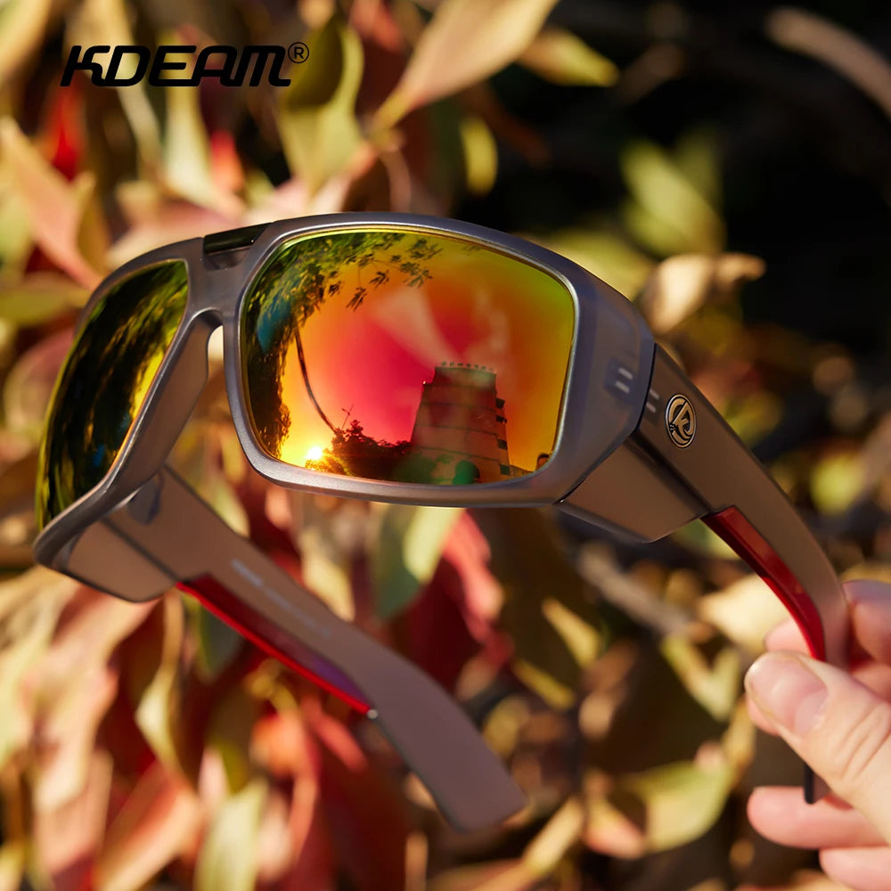 KDEAM Muscle Car Styling And Serious Performance Polarized Men's Sunglasses Sport Cycling Glasses Features Sturdy 5-Barrel Hinge