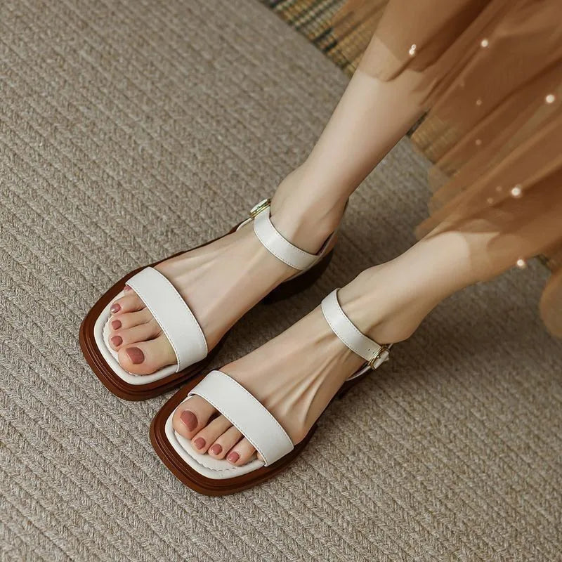 Women's Low-Heel Buckle Strap Sandals