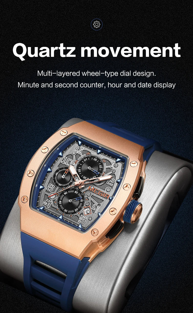Men's Sport Chronograph: Stainless Steel Waterproof Quartz Watch