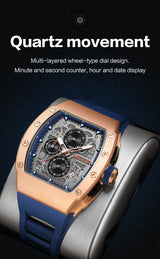 Men's Sport Chronograph: Stainless Steel Waterproof Quartz Watch