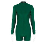 Long Sleeve Zip-Up Bodycon Romper