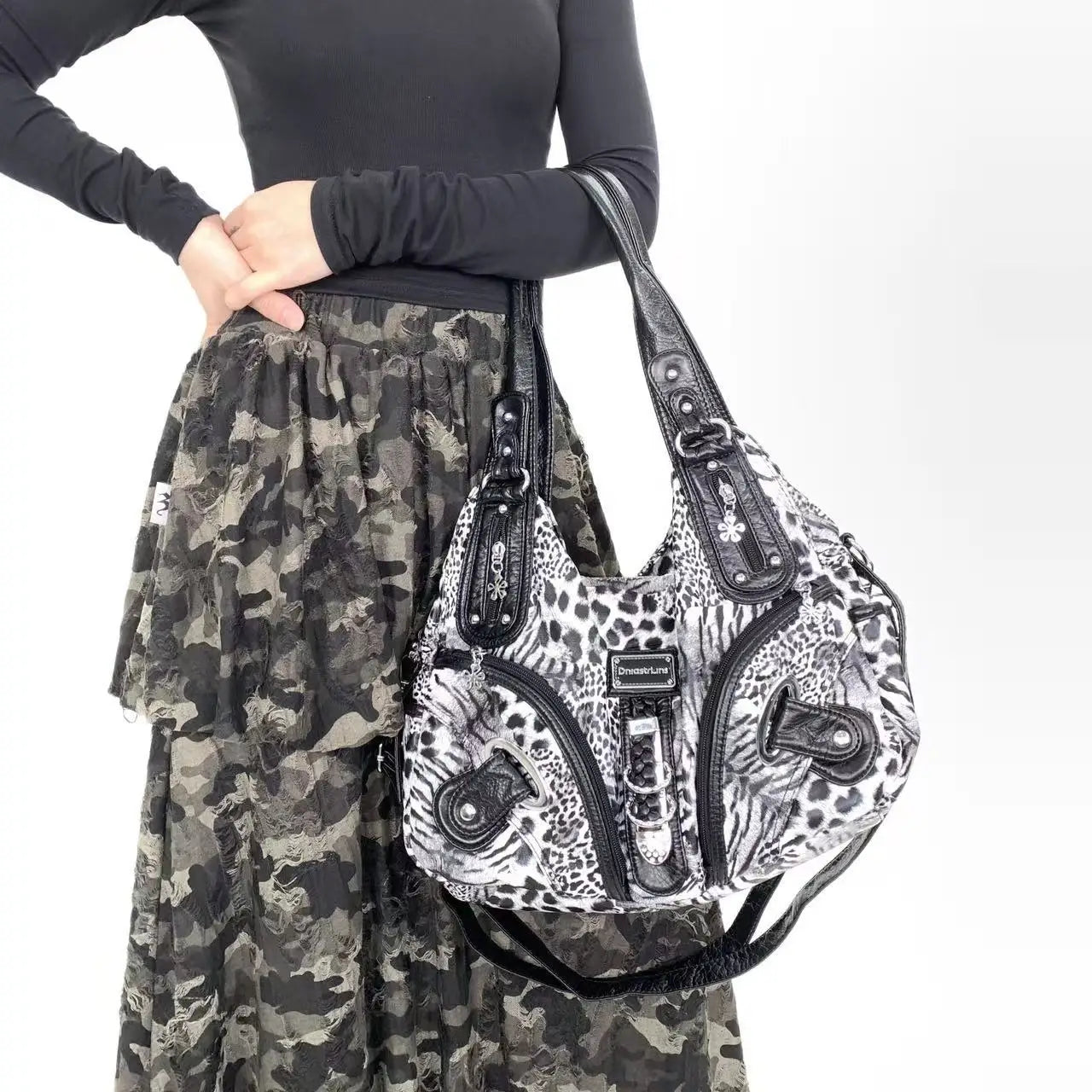 Y2K Leopard Print Shoulder Bag – Vintage Maillard Style