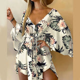 Bohemian Floral V-Neck Mini Dress