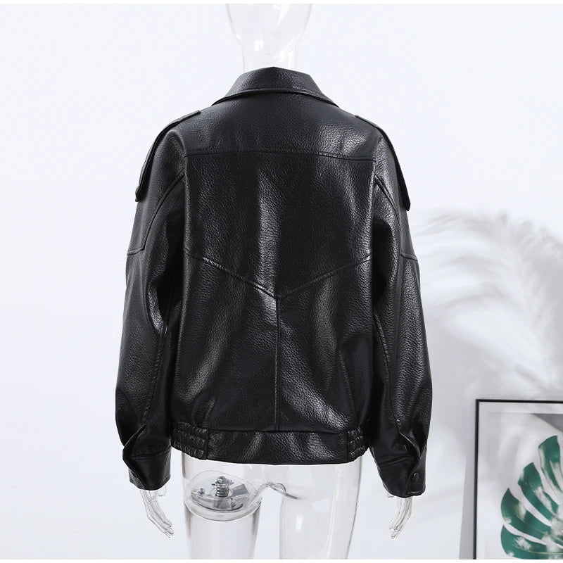 Chic Stand Collar Leather Jacket